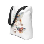 Humpback Whales Graceful Swim Tote Bag Black straps Mock up